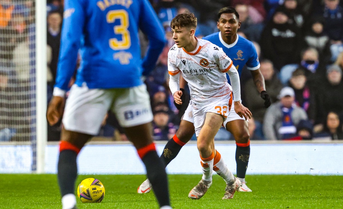 Archie Meekison starring for Dundee United at Rangers